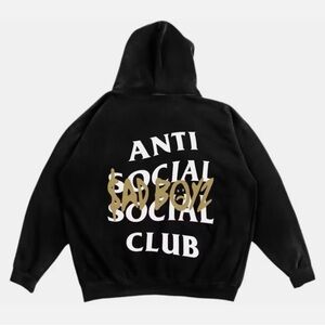 Anti Social Social Club x Sadboyz Black and Gold Hoodie